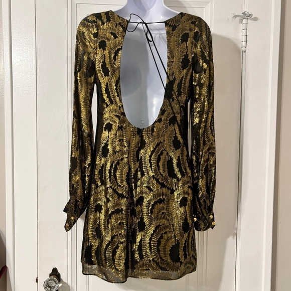 Milly silk gold dress size 2 - Picture 7 of 14